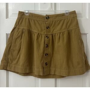 American Eagle Y2K High Waist Boho Gathered‎ Mini Skirt Tan Soft Corduroy Sz 6